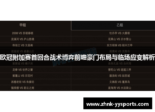 欧冠附加赛首回合战术博弈前瞻豪门布局与临场应变解析 欧冠附加赛首回合战术博弈前瞻豪门布局与临场应变解析